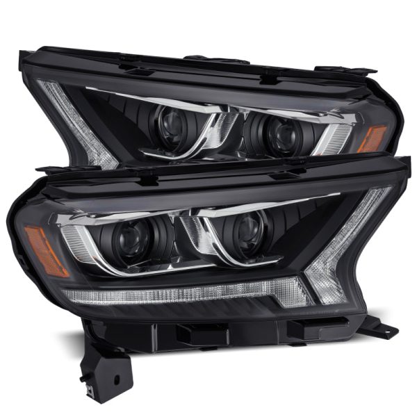 AlphaRex 19-21 Ford Ranger LUXX LED Proj Headlights Plank Style Black w Seq Signal DRL Online Sale