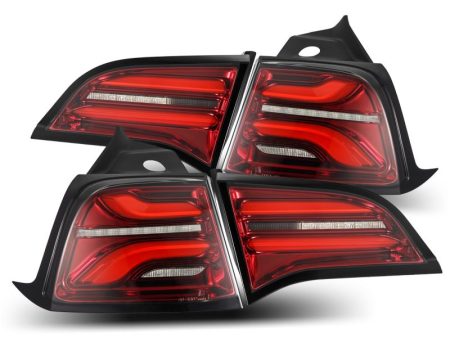 AlphaRex 17-22 Tesla Model 3 PRO-Series LED Tail Lights Red Smoke w Seq Sig Online