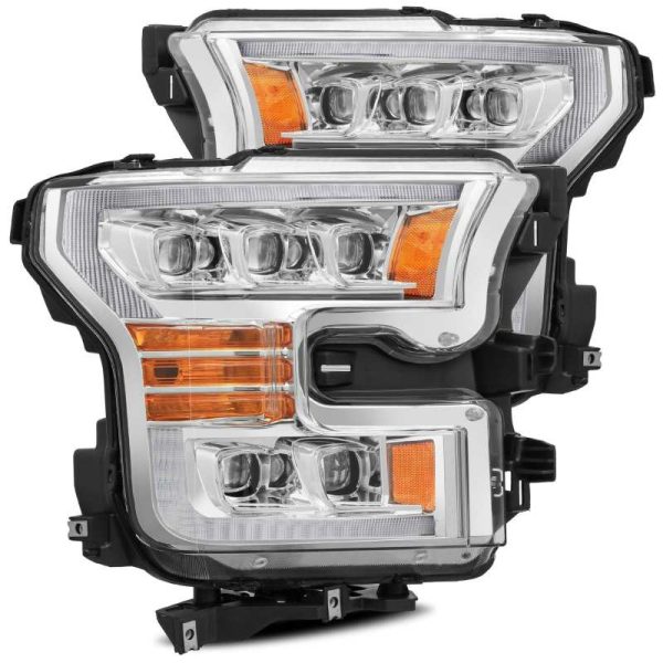 AlphaRex 17-20 Ford Raptor NOVA LED Proj Headlights Plank Style Chrm w Activ Light Sequential Signal For Cheap